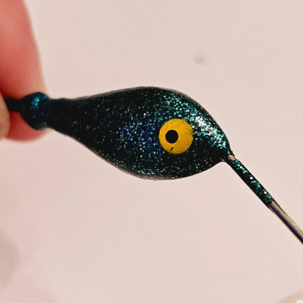 Vintage Dual Willow Blade Spinnerbait Lure Blue Glitter Hammered Gold Silver